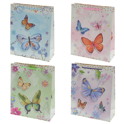 Пакет подарочный (бумага, плотность 210г/м2, блок 12шт), L26 W10 H32 см, 4в. - фото 389272