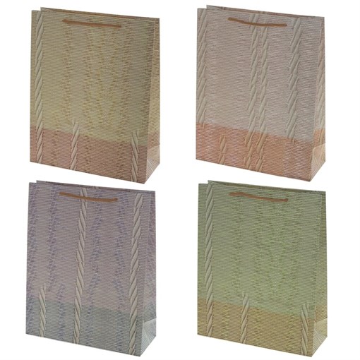 Пакет подарочный (бумага, плотность 210г/м2, блок 12шт), L31 W12 H40 см, 4в. - фото 389287