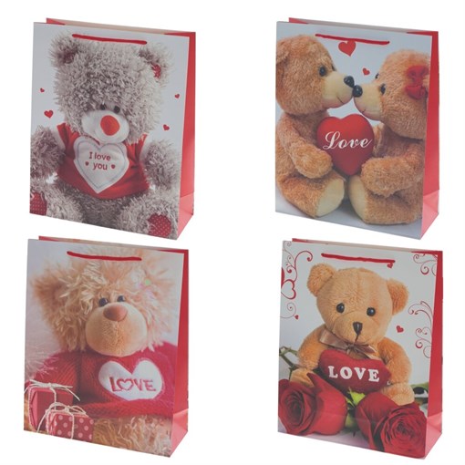 Пакет подарочный (бумага, плотность 210г/м2, блок 12шт), L26 W10 H32 см, 4в. - фото 389301