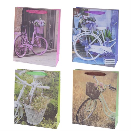 Пакет подарочный (бумага, плотность 210г/м2, блок 12шт), L26 W10 H32 см, 4в. - фото 389321