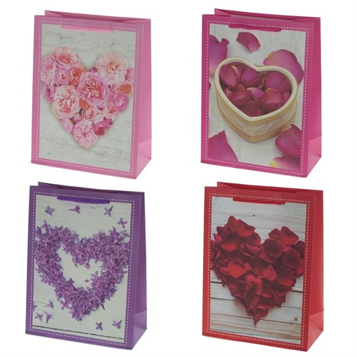 Пакет подарочный (бумага, плотность 210г/м2, блок 12шт), L26 W10 H32 см, 4в. - фото 389331