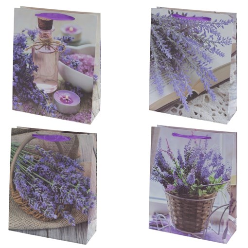 Пакет подарочный (бумага, плотность 210г/м2, блок 12шт), L26 W10 H32 см, 4в. - фото 389361