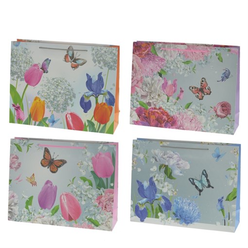 Пакет подарочный (бумага, плотность 210г/м2, блок 12шт), L32 W11 H25 см, 4в. - фото 389399