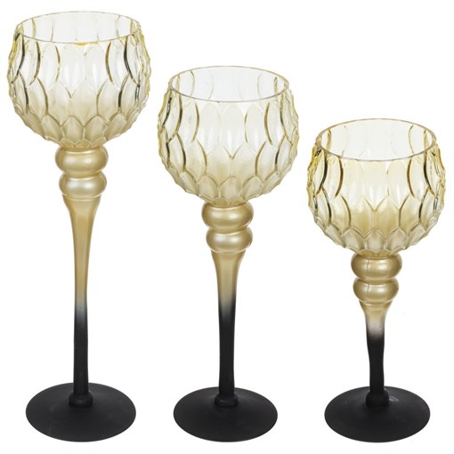 Подсвечник, набор из 3-х шт, L13 W13 H40 см - фото 389430