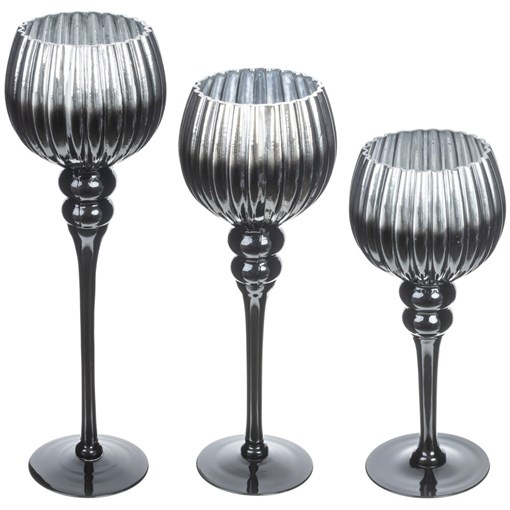 Подсвечник, набор из 3-х шт, L13 W13 H40 см - фото 389435