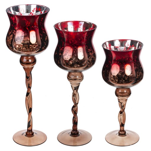 Подсвечник, набор из 3-х шт, L14 W14 H40 см - фото 389450