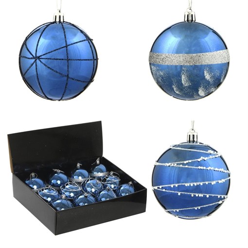 Украшение новогоднее Шар "Синее вдохновение", набор из 12 шт, L35 W27 H9 D8 см - фото 389881