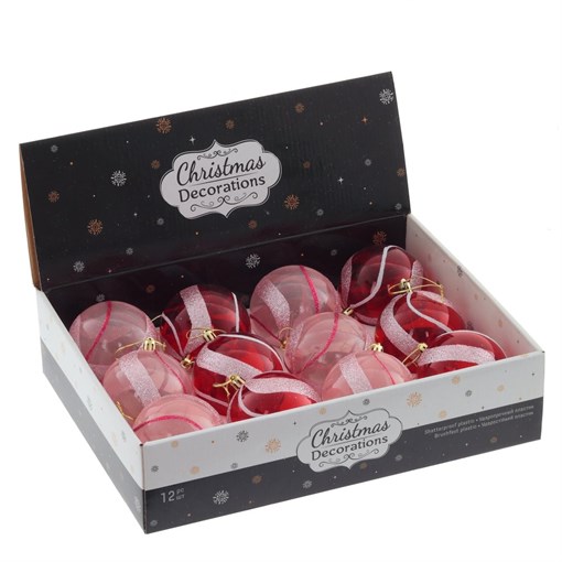 Украшение новогоднее "Шар", набор из 12-ти шт, D 8 см, L35 W27 H8,5 см - фото 390321