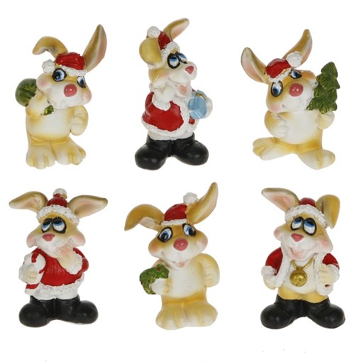 Фигурка декоративная "Заяц",  L3 W2 H4 см, 6в. - фото 390417