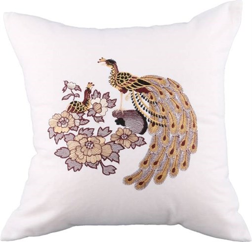 Декоративная подушка 45*45 см "жар-птица", вышивка,лен - фото 391341