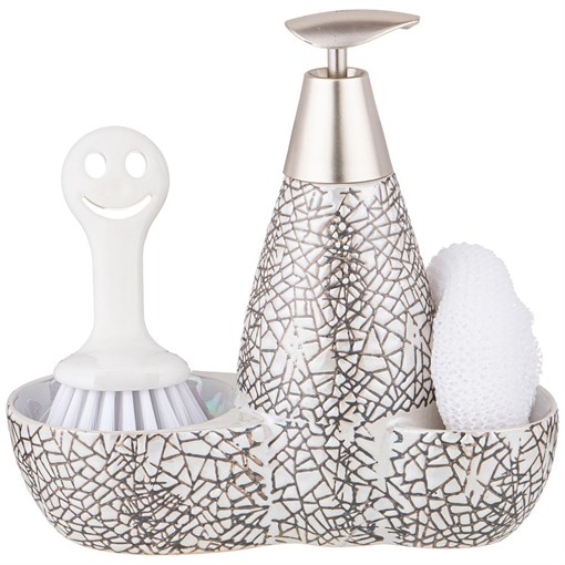 Lefard (Лефард) Комплект:дозатор для моющего средства 500 мл+губка и щетка 20*9*20 см - фото 391342