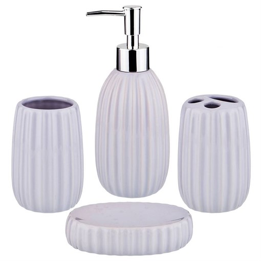 Lefard (Лефард) Набор для ванной комнаты 4 пр.:дозатор для мыла, мыльница, стакан для зубных щеток , стакан (кор=12к - фото 391350