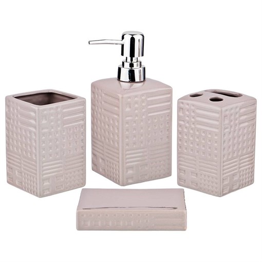 Lefard (Лефард) Набор для ванной комнаты 4 пр.:дозатор для мыла, мыльница, стакан для зубных щеток , стакан (кор=12к - фото 391352