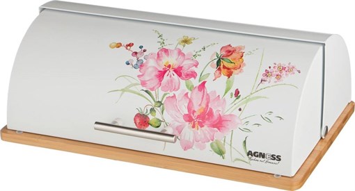 Хлебница agness "Софт" деревянная с металлической крышкой - фото 391440