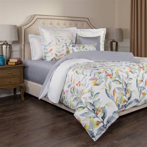 Кпб евро "Гармоника",хлопок 100%,цветы+серый,под 200х220 -1 шт , пр 240х240 -1 шт , нав 70х70х5-2шт - фото 391455