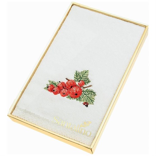 Полотенце "Красная см ородина",30х50. махра,белый,вышивка,100% х\б - фото 391783