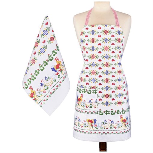 Фартук и полотенце 40*65 см "Народные мотивы", белый - фото 391835