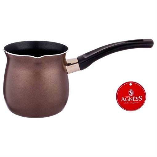 Турка agness  "Шоколад" с антипригарным покрытием 600 мл - фото 391856