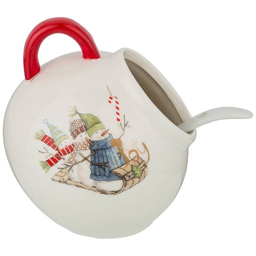 Солонка с ложкой "Зимняя забава" 9*9*10 см / 170 мл - фото 392006