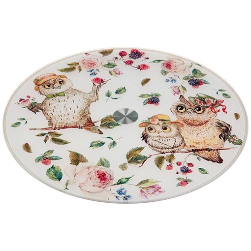 Тортовница вращающаяся "Винтаж.совушки" D=32 см H=3 см - фото 392041