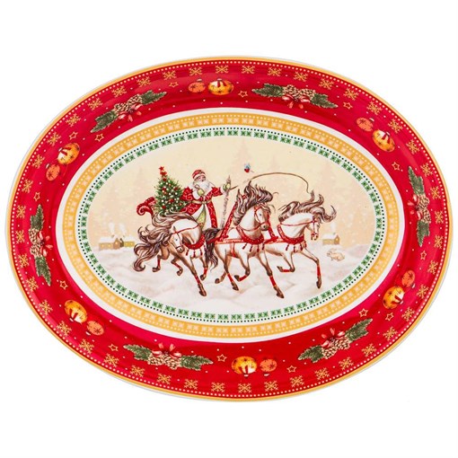 Блюдо lefard "Тройка" овальное 25х19,5х4,5 см красное - фото 392089