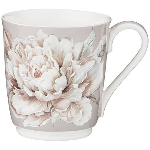 Кружка lefard "Белый цветок" 340 мл серая - фото 392179