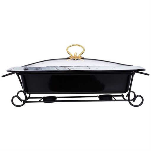 Мармит со стекл.крышкой на метал.подставке прямоуг."moon art" 3,0л 41*27*11 см черный - фото 392487