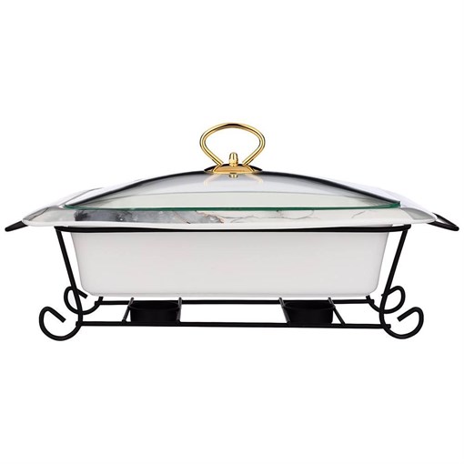 Мармит со стекл.крышкой на метал.подставке прямоуг."moon art" 2,0л 35*24*11 см - фото 392493