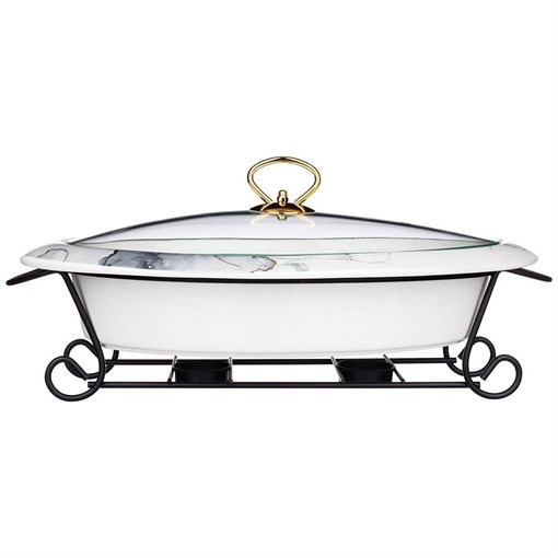 Мармит со стекл.крышкой на метал.подставке овальный "Moon art" 2,3л 40*26*11,5 см - фото 392502