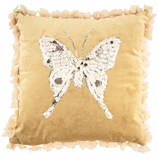 Подушка декоративная "Бабочка",45х45 см ,золотой - фото 392714