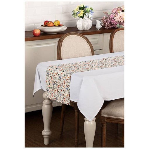 Дорожка на стол "Наив",40х120 см , 100% хлопок ,белый - фото 392719
