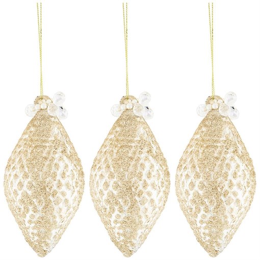 Набор елочных украшений из 3-х шт коллекция "Ледяная слеза" 7*7*14,5 см - фото 392956