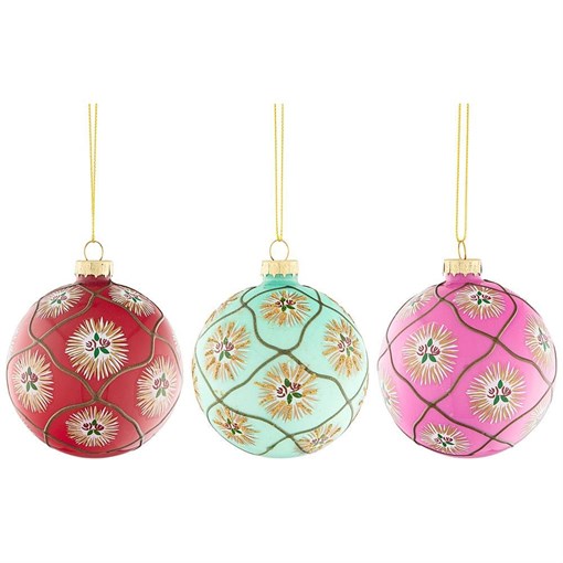 Набор елочных шаров из 3-х шт коллекция "Винтаж" D=8 см - фото 392959