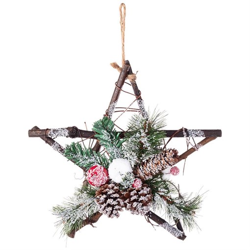 Изделие декоративное "Звезда с шишками и ягодами " D=30 см - фото 393157