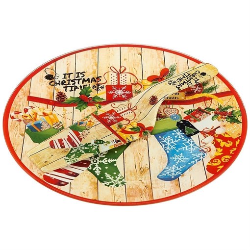 Блюдо для торта с лопаткой коллекция "Рождественская сказка" 28 см - фото 393505