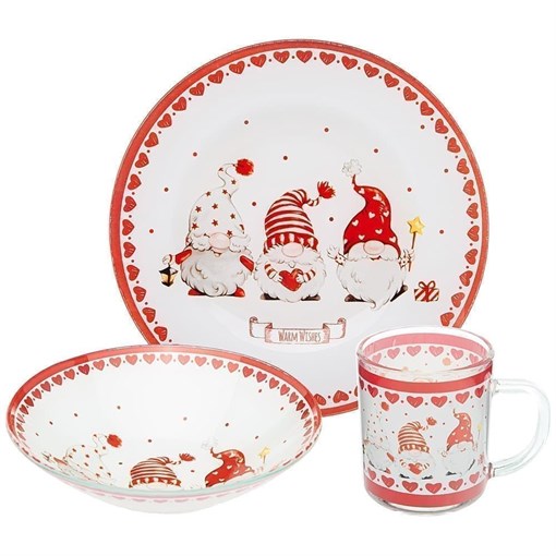 Набор для завтрака 3 предмета "Гномы" тарелка 180 см ,салатник 16 см ,кружка 200 мл - фото 393517
