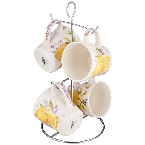Набор кружек на металл.подставке lefard "Прованс лимоны" 4 шт 350 мл - фото 393934