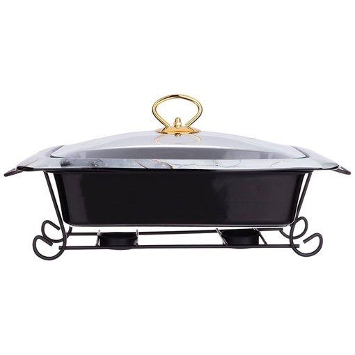 Мармит со стекл.крышкой на метал.подставке прямоуг."moon art" 2,0л 35*24*11 см черный - фото 393949