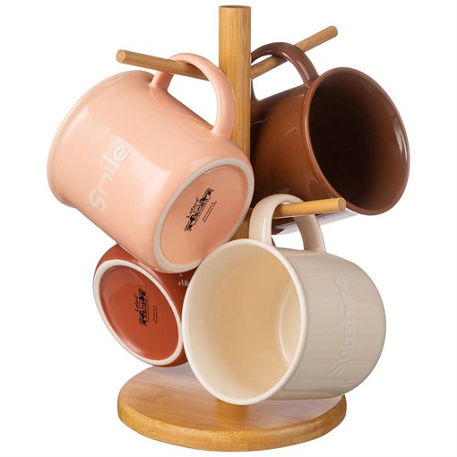 Набор кружек lefard на дер. подставке, 400 мл , 4 шт - фото 394078