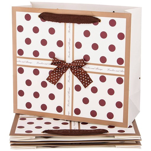 Комплект бумажных пакетов из 4 шт "Горошек" 30*27*12 см - фото 394104