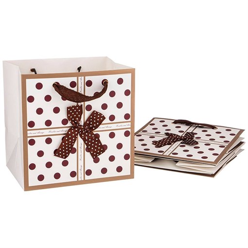 Комплект бумажных пакетов из 4 шт "Горошек" 20*20*15 см - фото 394106