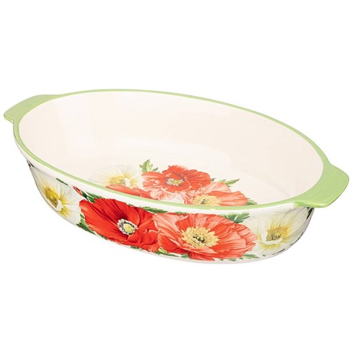 Блюдо для запекания agness " маки" овальное 36*20,5*7 см - фото 394107