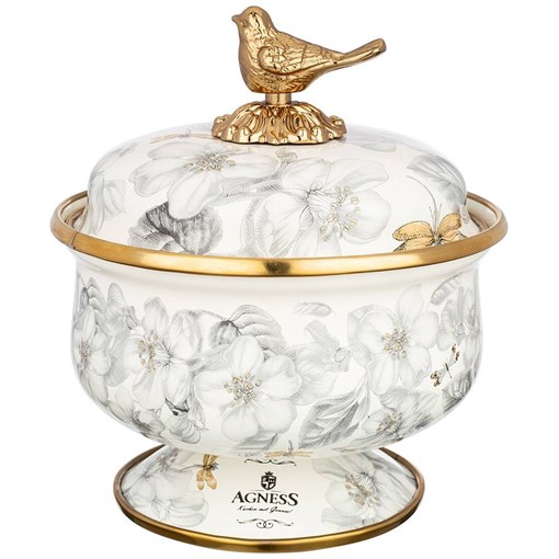 Сахарница agness эмалированная, серия яблоневый сад, 650 mл - фото 394762