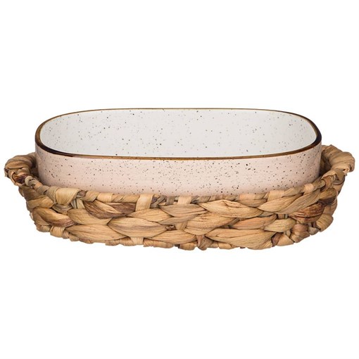 Блюдо для запекания в плетеной корзине bronco "Nature" 1200 мл кремовое - фото 395147