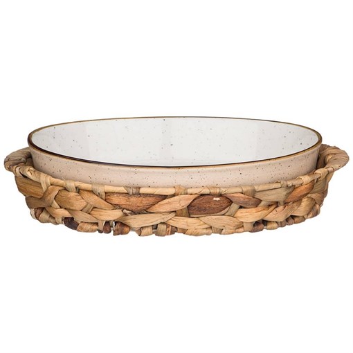 Блюдо для запекания в плетеной корзине bronco "Nature" 1200 мл кремовое - фото 395153