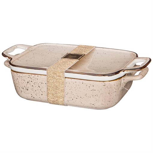 Блюдо для запекания с крышкой bronco "Nature" 600 мл кремовое - фото 395160