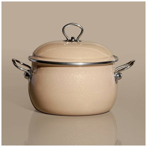 Кастрюля эмалир. с крышкой с эффектом металлик серия "Deluxe" цв:кофейный 3.9 л. 20х13 см - фото 396334