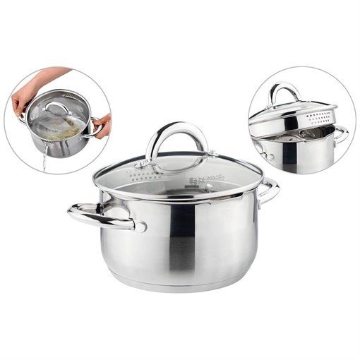 Кастрюля agness "Profi home" со стеклянной крышкой, 2,0л 18x10.5 см - фото 396381