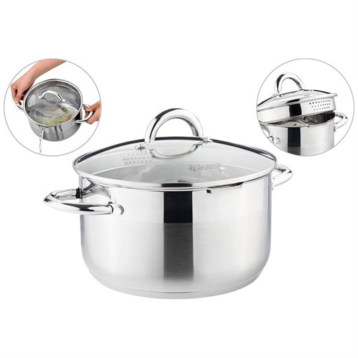 Кастрюля agness "Profi home" со стеклянной крышкой, 5,0л 24x13.5 см - фото 396393