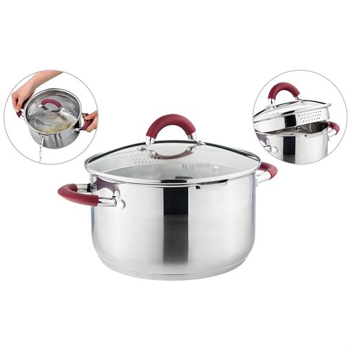 Кастрюля agness "Profi home" со стеклянной крышкой, 5,0л 24x13.5 см - фото 396417